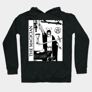 The Magician Tarot Card Black and White Hoodie